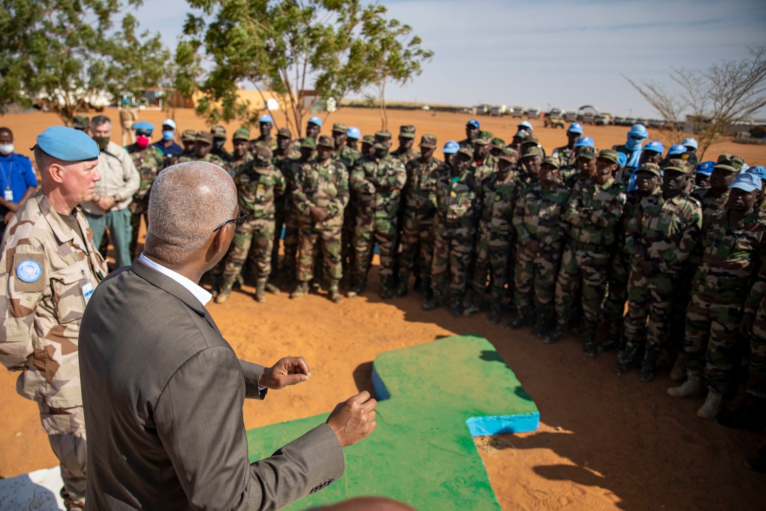 Visit from 13 to 15 December 2021 by the Special Representative of the Secretary-General of the United Nations, Chief of MINUSMA, El-Ghassim WANE to the Blue Helmets in Gao, Ansongo, Ménaka, Kidal, Aguelhok and Tessalit to report his support to the staff on the ground after a series of attacks that have been victims./Source: https://www.flickr.com/photos/minusma/51751409994/