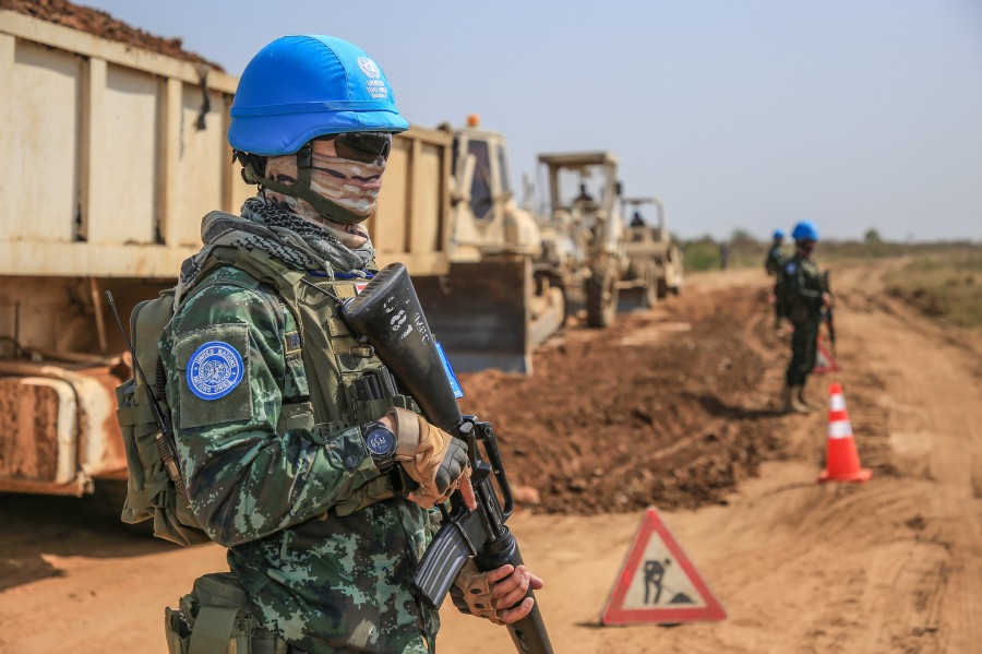Thai engineers repair essential supply route in South Sudan/Juba, 20 November 2021: From January-April 2021, UNMISS engineers from Thailand recently repaired the 155-km main supply route linking South Sudan's capital, Juba, to Yei, thereby boosting trade, ensuring communities can convene, connect and have access to necessary services. Photo by Sontaya Noisa-ard/UNMISS/Source: https://www.flickr.com/photos/unmissmultimedia/51691431267/