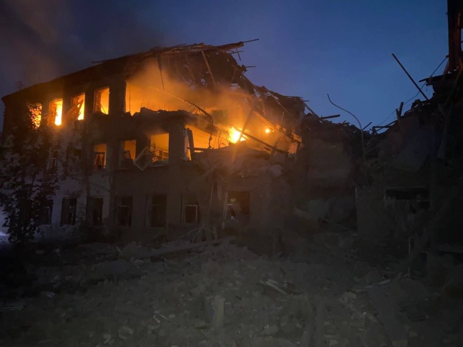 Boarding school in Mykolaivka city (Donetsk Oblast of Ukraine) after Russian shelling in the night on 2 August 2022. One person is known to be killed/Source: https://www.facebook.com/photo/?fbid=428999542601274&set=pcb.428999732601255